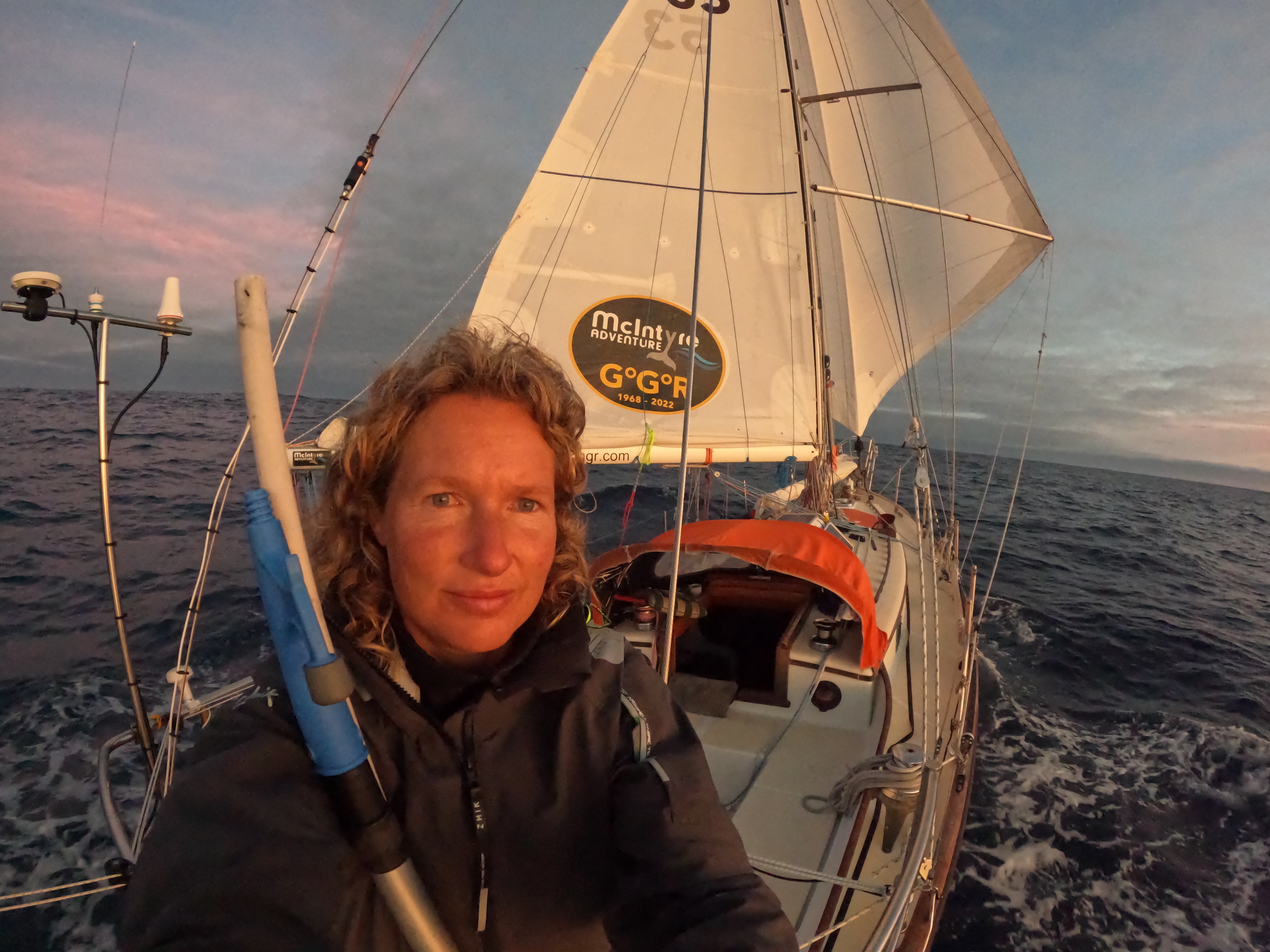 Kirsten Neuschäfer aboard Minnehaha during the Golden Globe Race. 