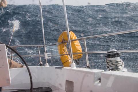 A drogue streamed behind a boat