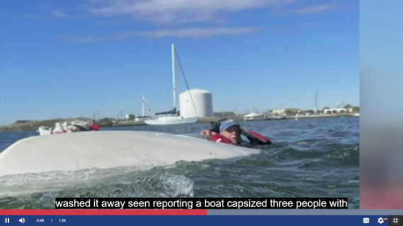 TV coverage of capsized dinghy