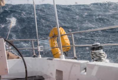 A drogue streamed behind a boat