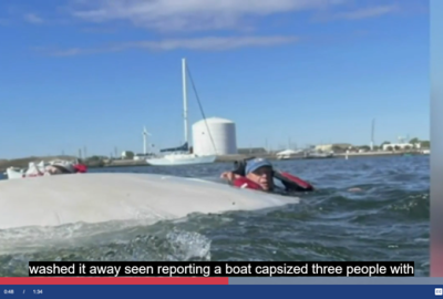 TV coverage of capsized dinghy